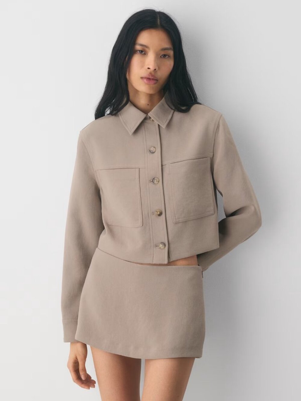 Aritzia Sage Green Cropped Button Jacket - Picture 9 of 9